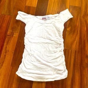 White large tank/capped sleeves top